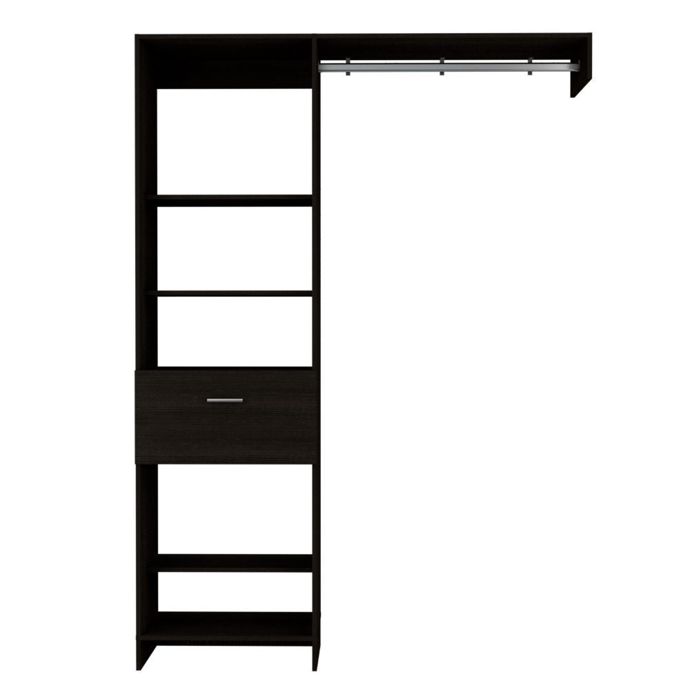 Manchester 150 Closet System with Five Open Shelves, One Drawer, and Metal Rod