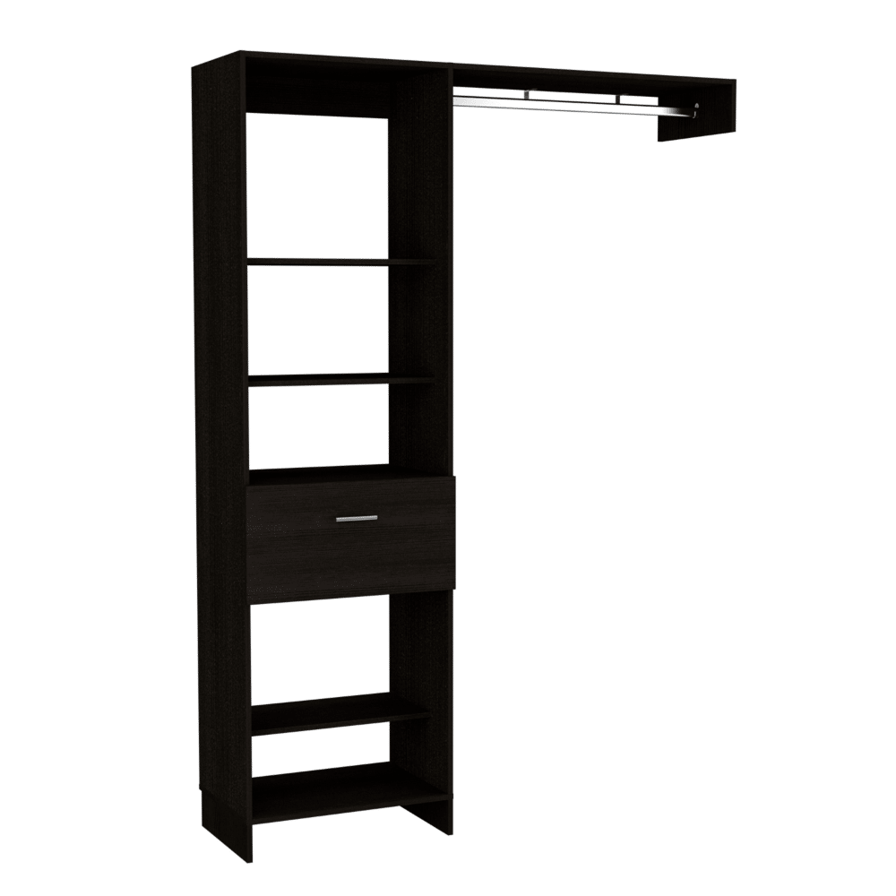 Manchester 150 Closet System with Five Open Shelves, One Drawer, and Metal Rod