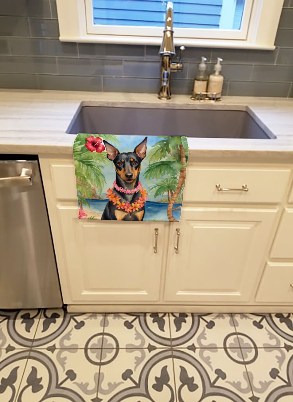 Manchester Terrier Luau Decorative Kitchen Towel