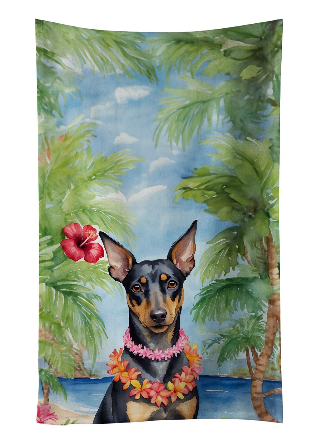 Manchester Terrier Luau Decorative Kitchen Towel