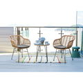 Manhattan Comfort Antibes 3-Piece Steel Rattan Patio Set with Grey Cushions