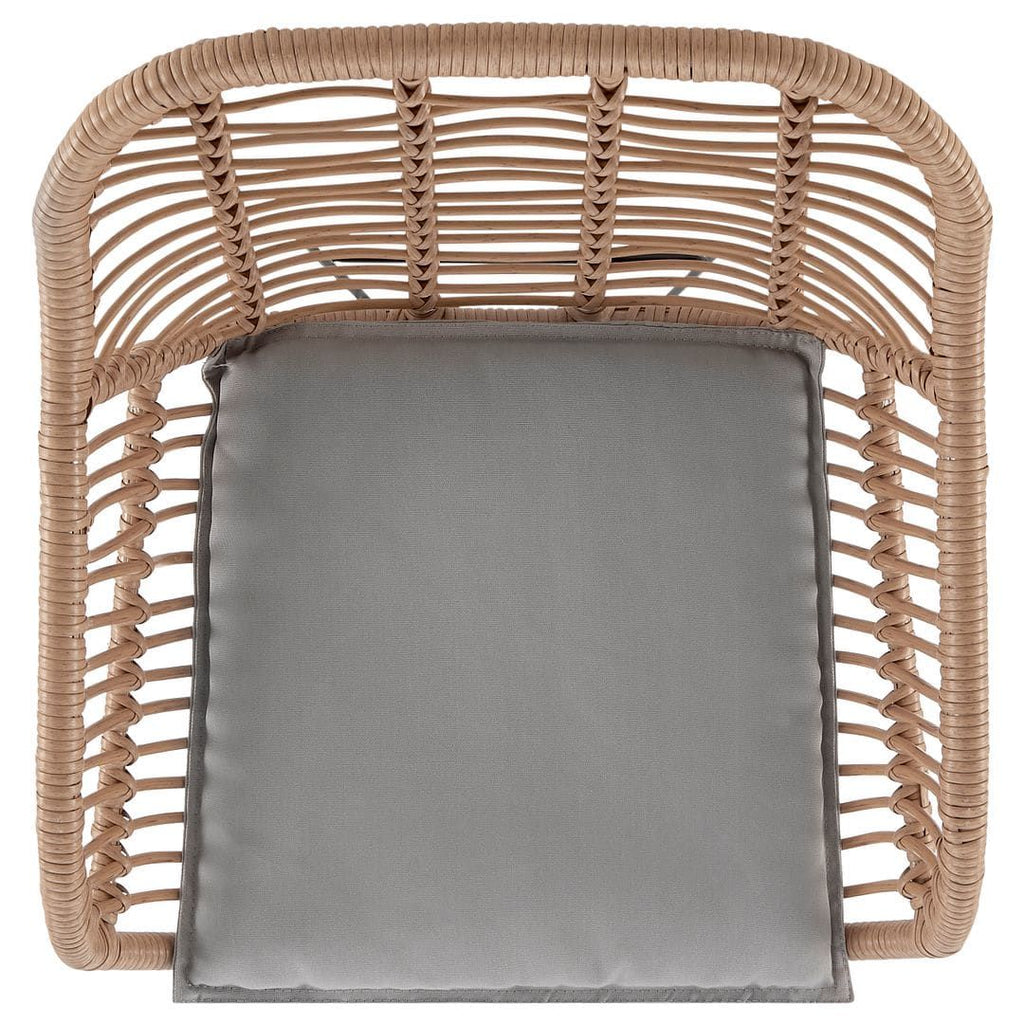 Manhattan Comfort Antibes 3-Piece Steel Rattan Patio Set with Grey Cushions