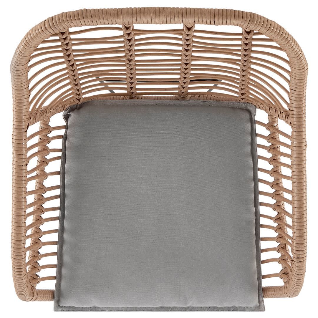 Manhattan Comfort Antibes 3-Piece Steel Rattan Patio Set with Grey Cushions