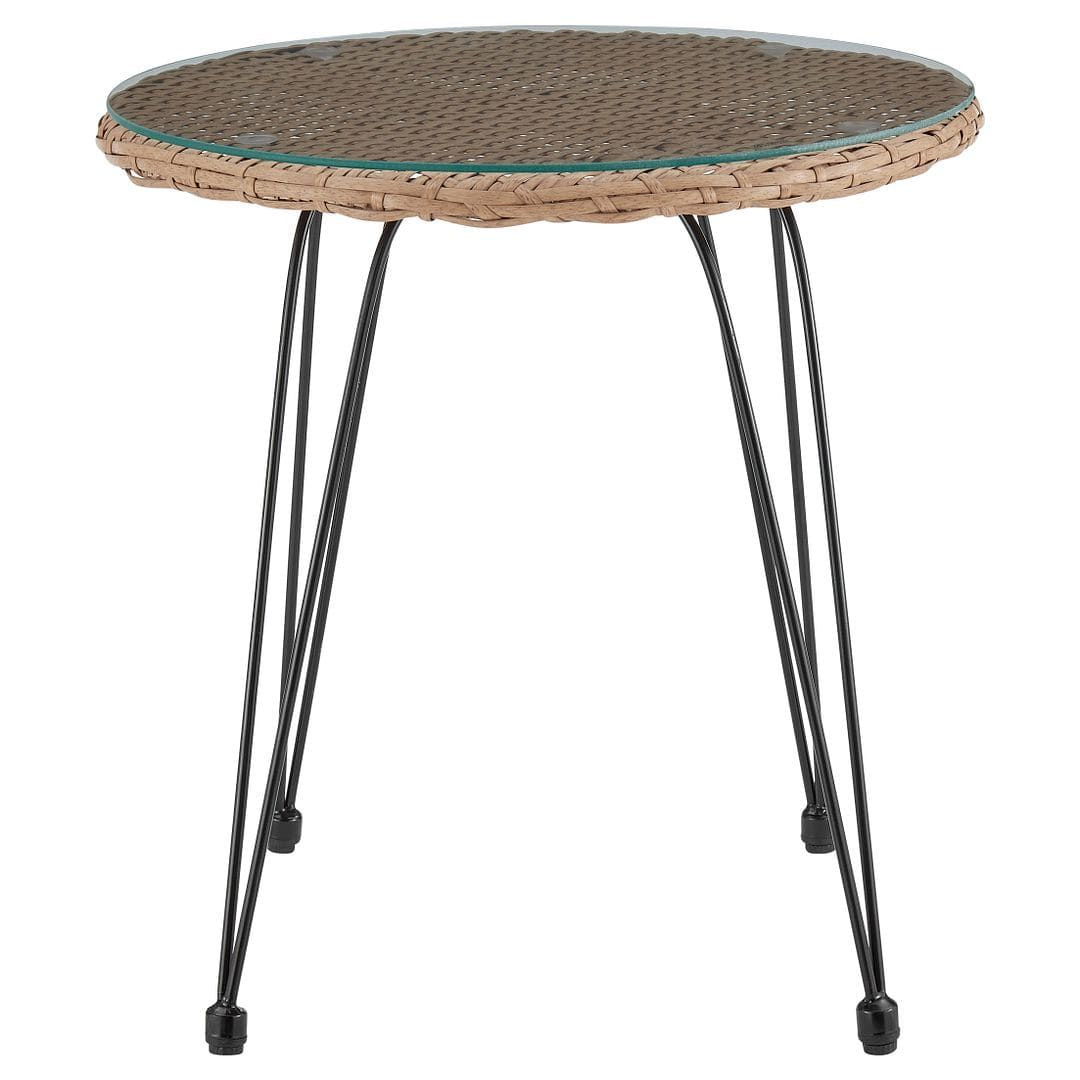 Manhattan Comfort Antibes 3-Piece Steel Rattan Patio Set with Grey Cushions