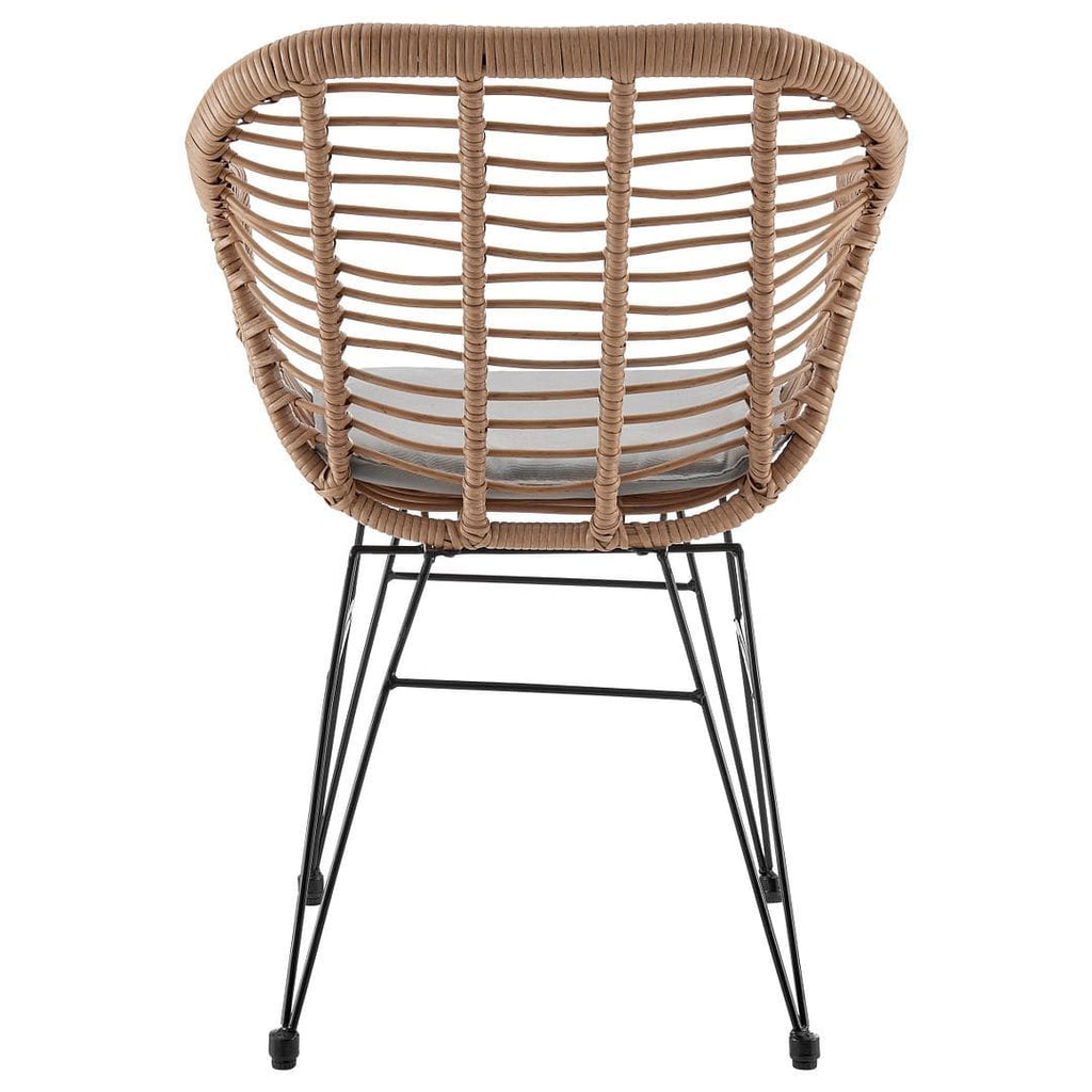 Manhattan Comfort Antibes 3-Piece Steel Rattan Patio Set with Grey Cushions