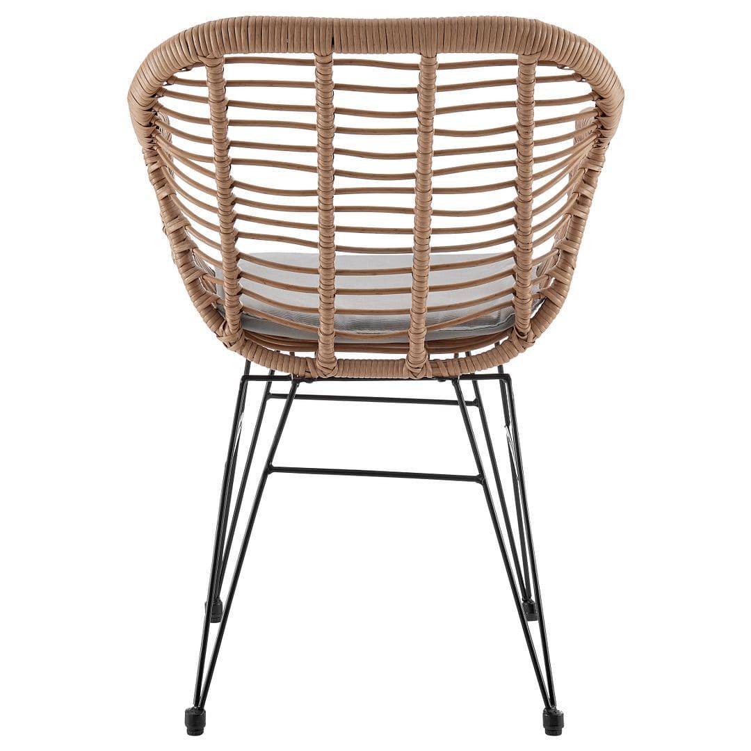 Manhattan Comfort Antibes 3-Piece Steel Rattan Patio Set with Grey Cushions