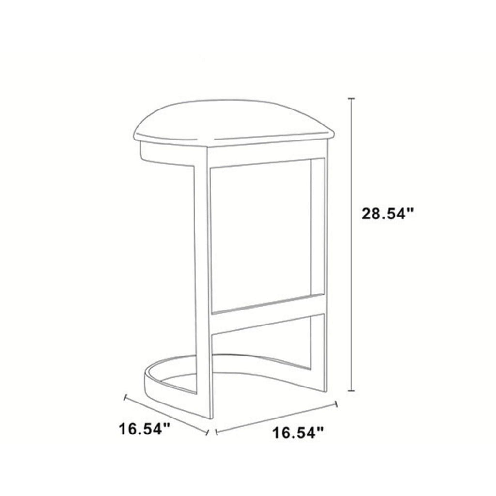 Aura Blue Backless Bar Stool with Polished Brass Finish