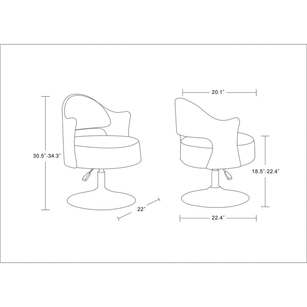 Modern Adjustable Height Swivel Accent Chair with Half Moon Back