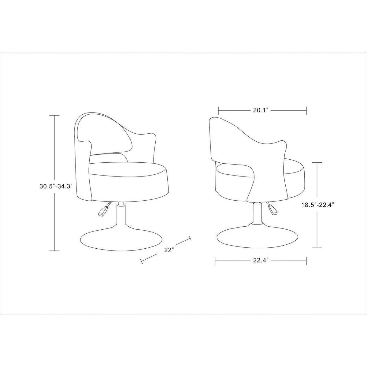 Modern Adjustable Height Swivel Accent Chair with Half Moon Back