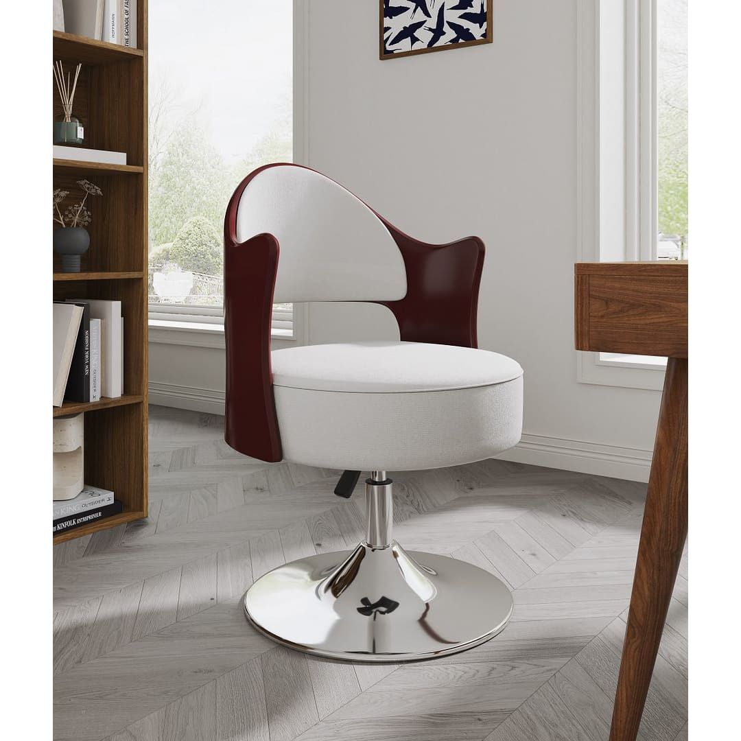 Modern Adjustable Height Swivel Accent Chair with Half Moon Back
