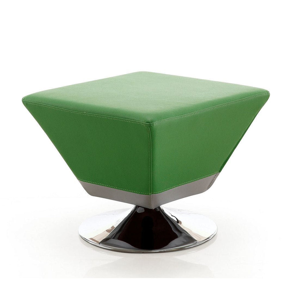 Modern Swivel Ottoman with Vivid Green Accent