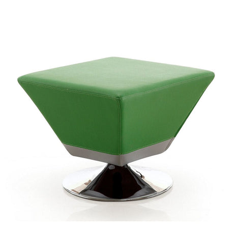 Modern Swivel Ottoman with Vivid Green Accent