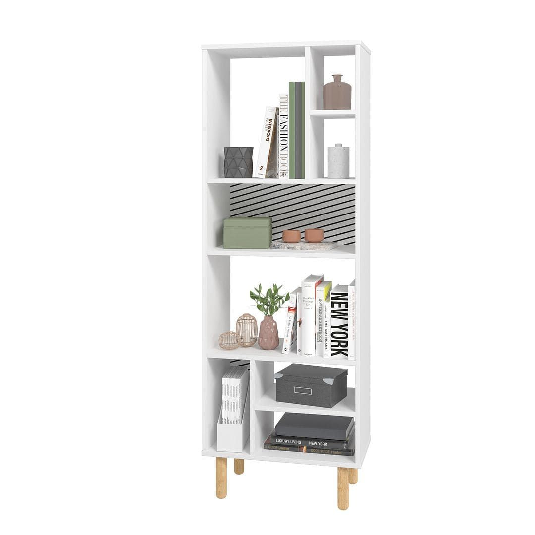 Essex Mid-Century Bookcase with Zebra-Print Back