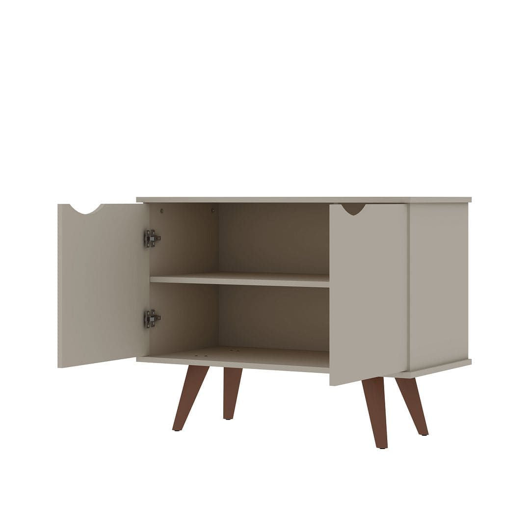 Manhattan Comfort Hampton 33.07 Accent Cabinet with 2 Shelves Solid Wood Legs in Off White