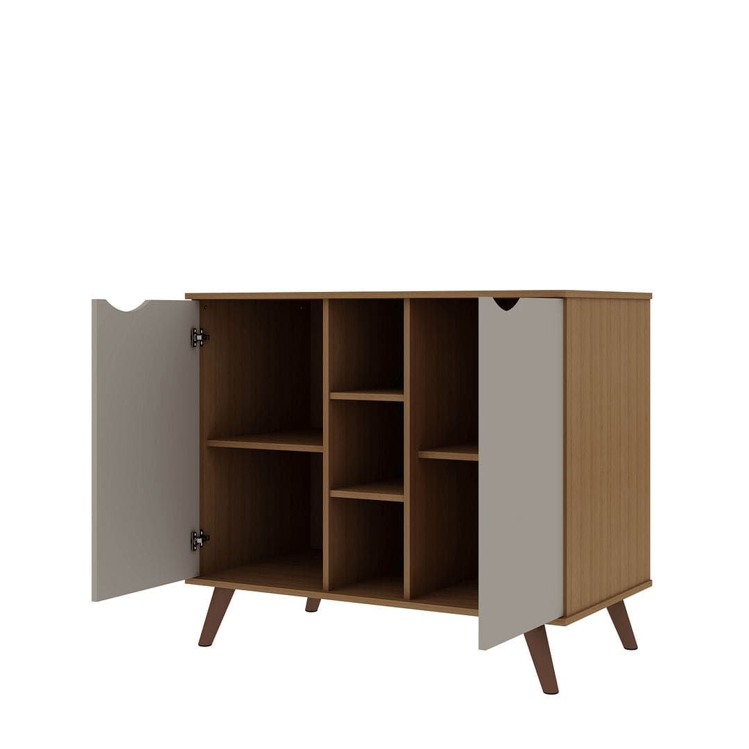 Hampton Mid-Century Buffet Cabinet with Open Shelves