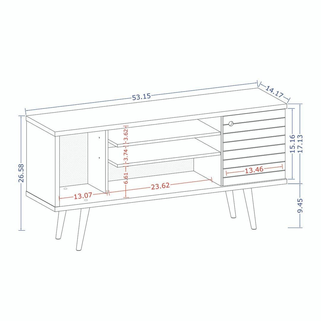 Manhattan Comfort Liberty Mid-Century Modern TV Stand with 5 Shelves and 1 Door in