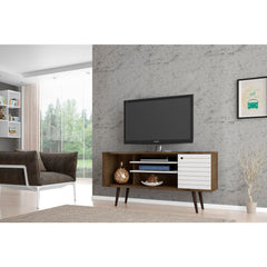 Manhattan Comfort Liberty Mid-Century Modern TV Stand with 5 Shelves and 1 Door in