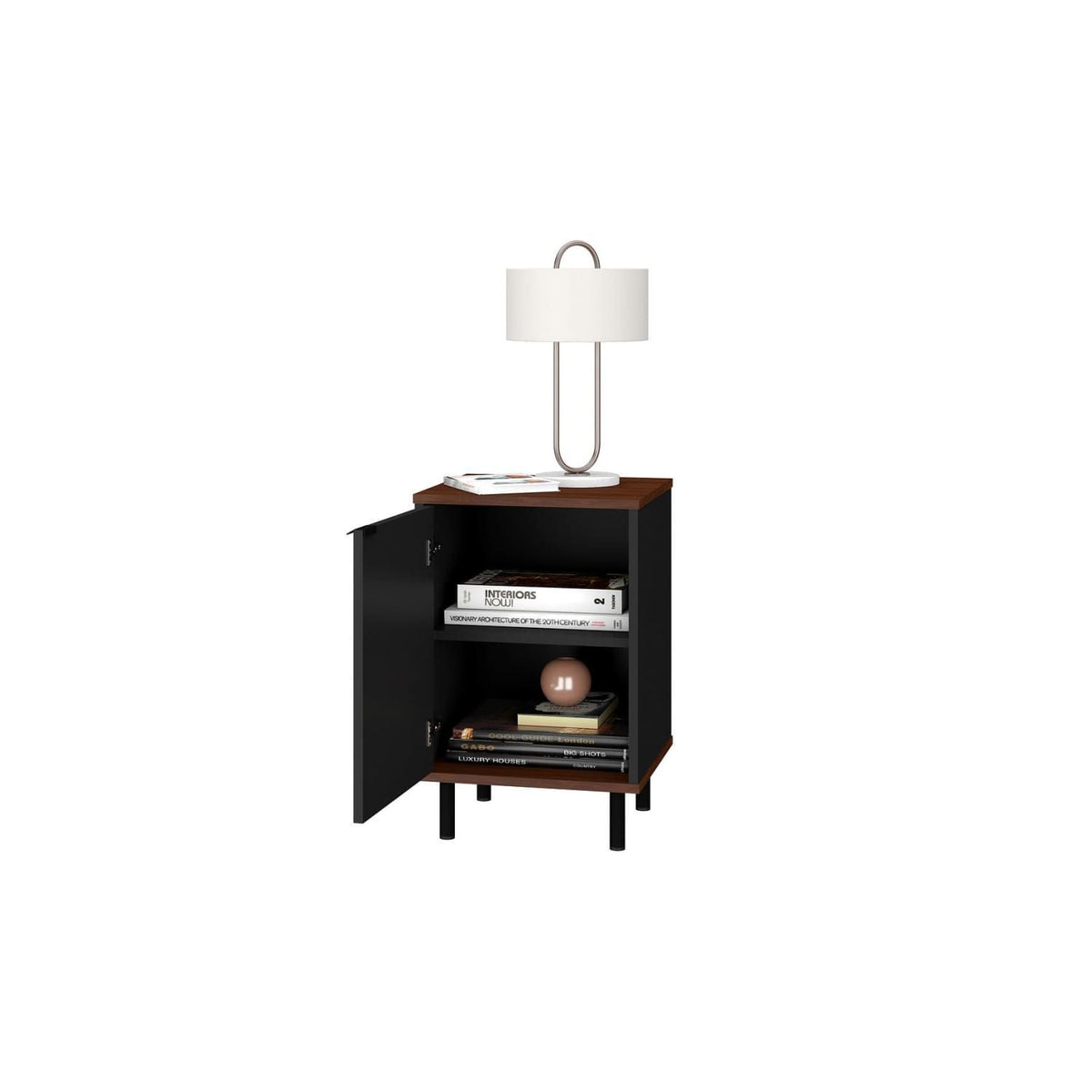 Mosholu Mid-Century Nightstand with Concealed Shelves