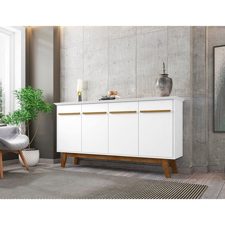 Yonkers White Mid-Century Sideboard with Concealed Storage