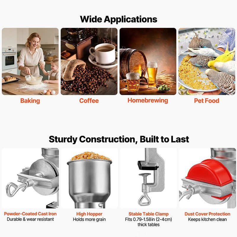 Manual Grain Mill Hand Crank Grinder for Coffee Spices Grains