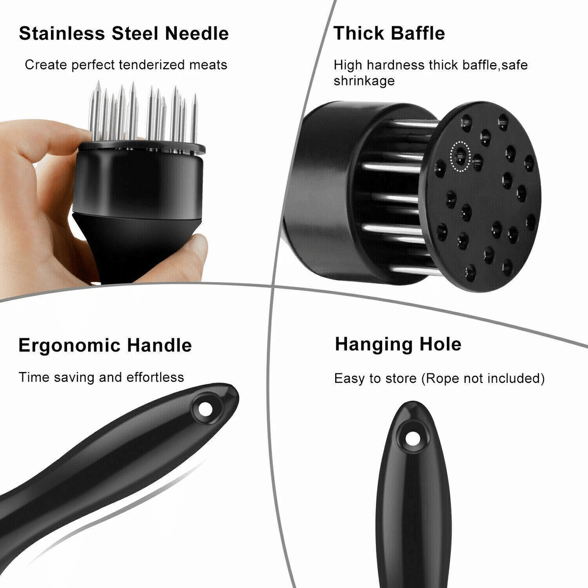 Handheld Multi-Prong Meat Tenderizer for Marinating