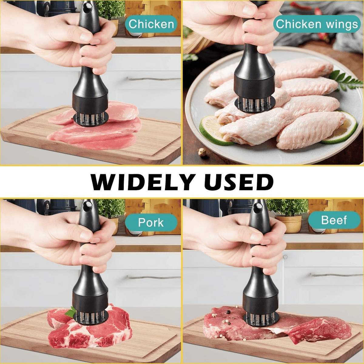 Handheld Multi-Prong Meat Tenderizer for Marinating