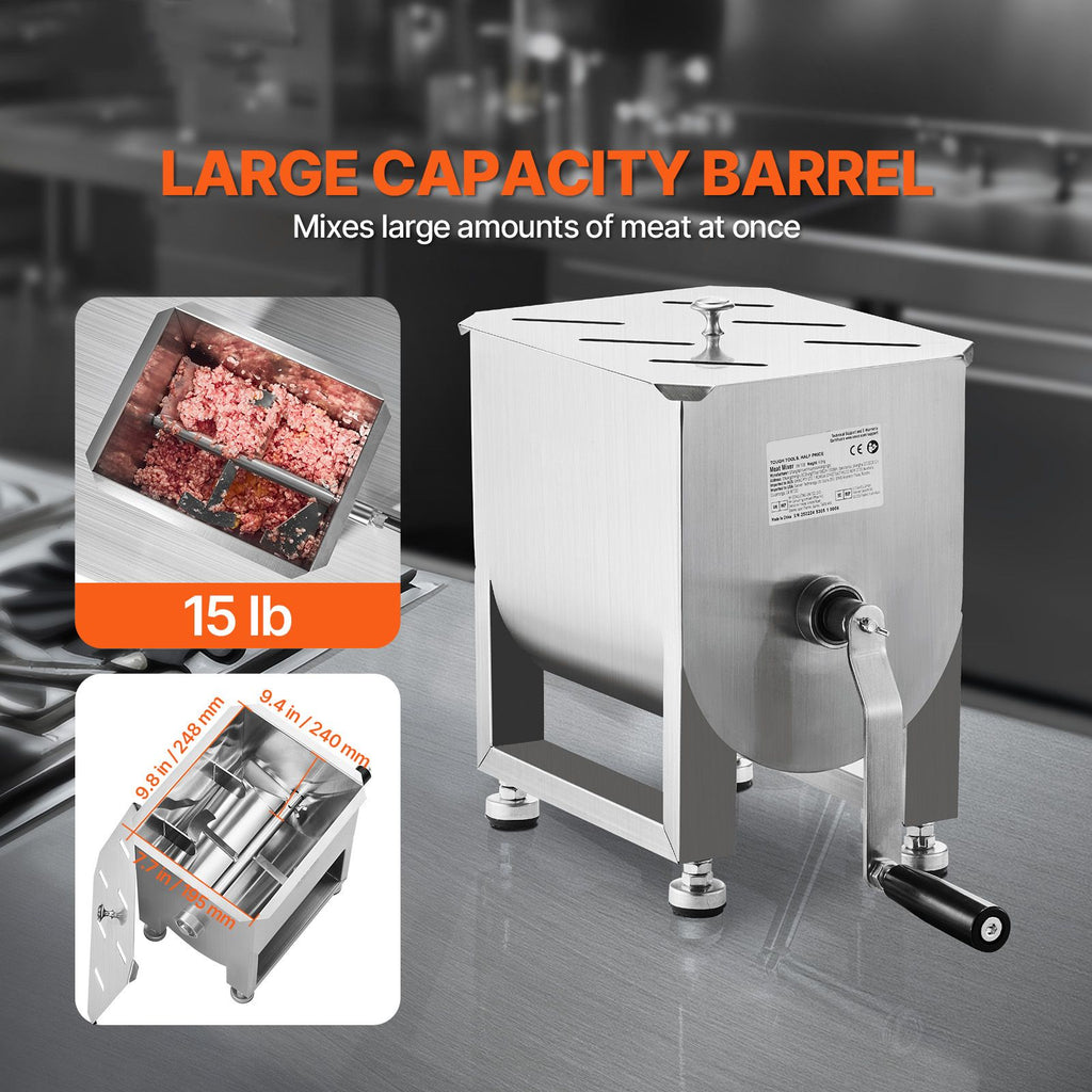 Manual Meat Mixer with Ergonomic Lever and Large Tank