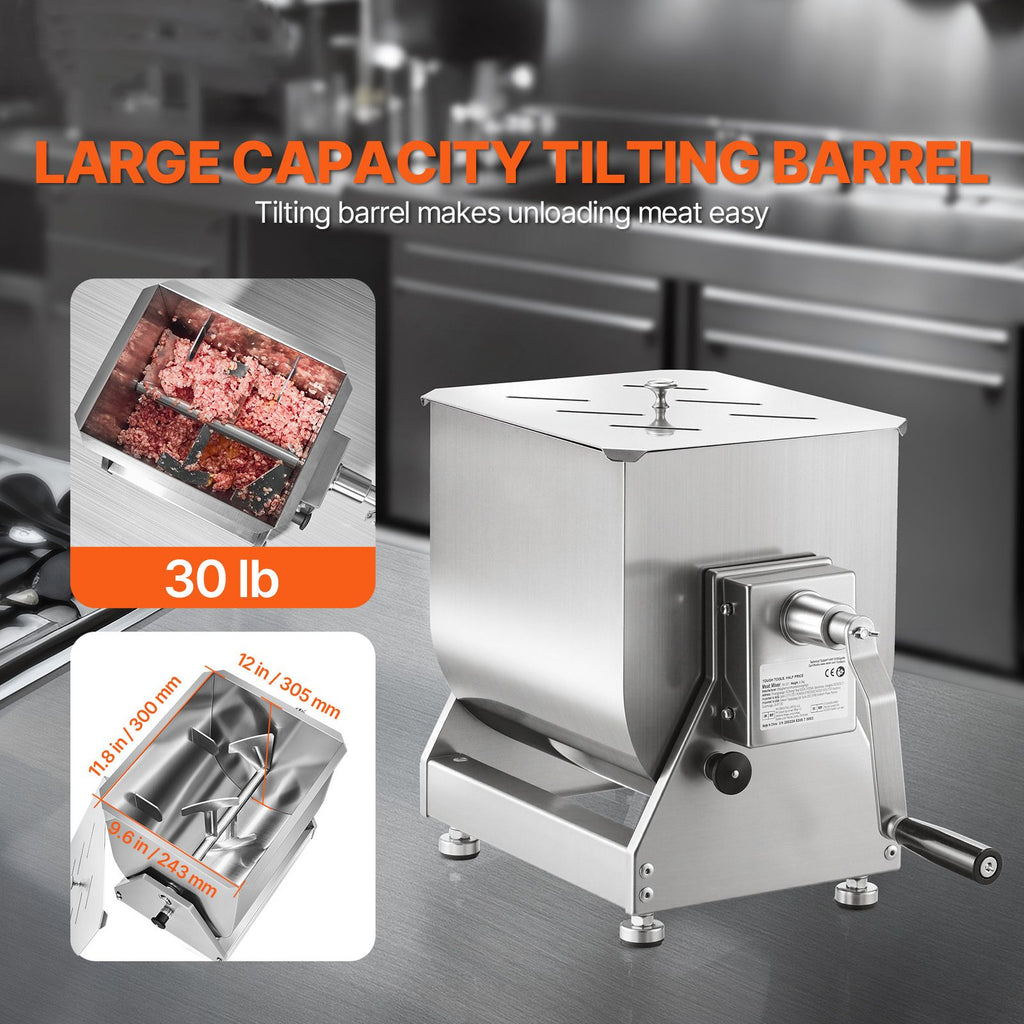 Manual Meat Mixer with Tilting Tank and Gearbox