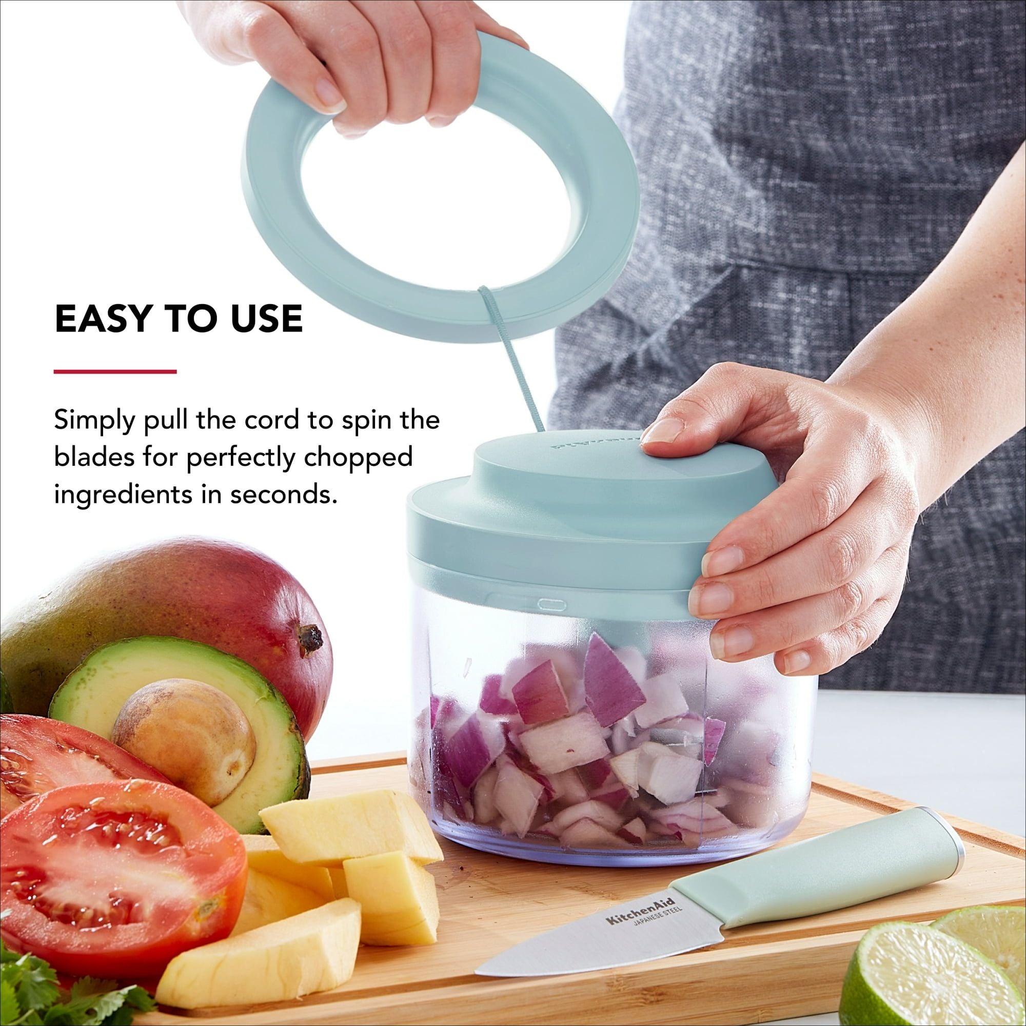 Manual Pull Food Chopper with Sharp Stainless Steel Blades for Quick and Easy Chopping