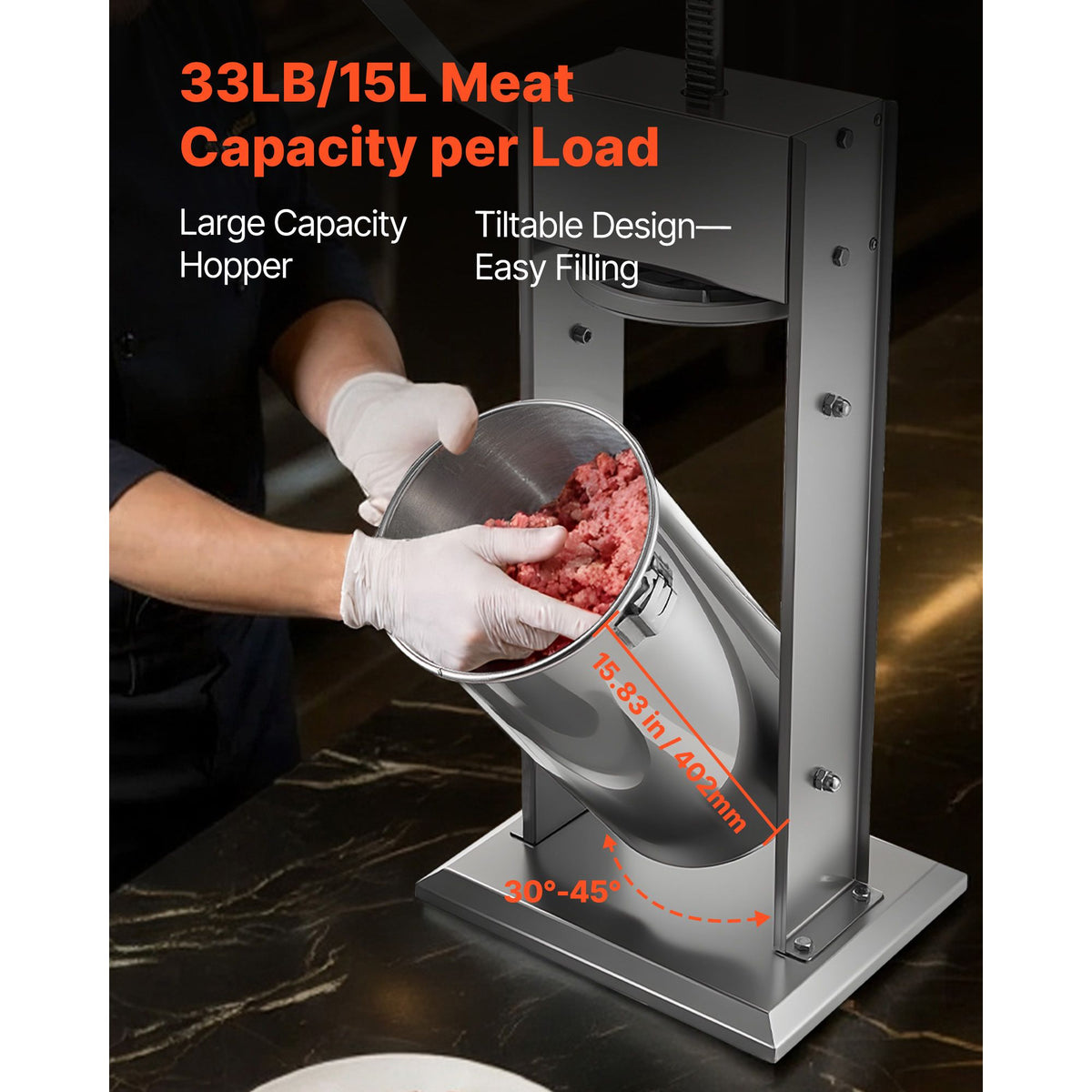 Vertical Manual Sausage Stuffer with Dual-Speed Control