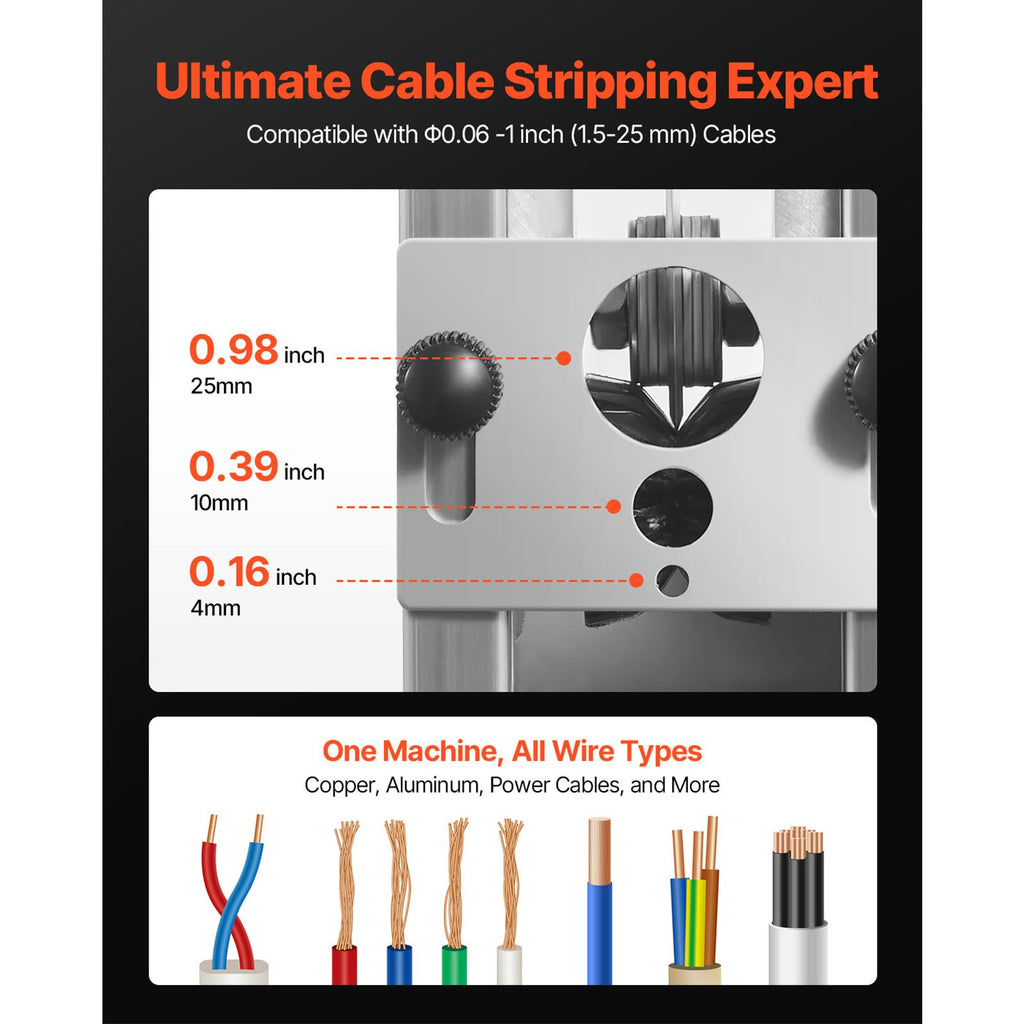 Portable Wire Stripping Machine with Hand-Crank and Drill Modes
