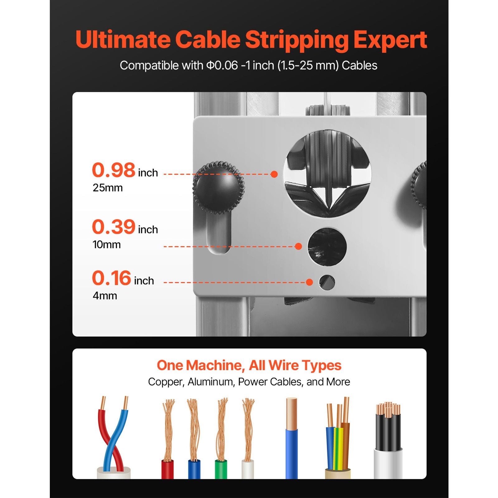 Portable Wire Stripping Machine with Hand-Crank and Drill Modes
