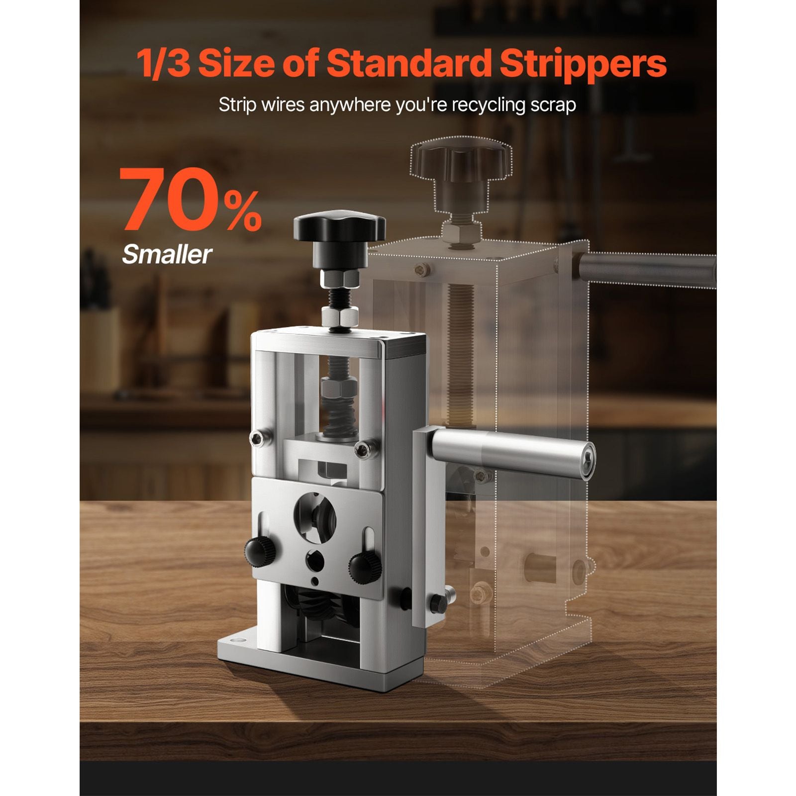 Portable Wire Stripping Machine with Hand-Crank and Drill Modes
