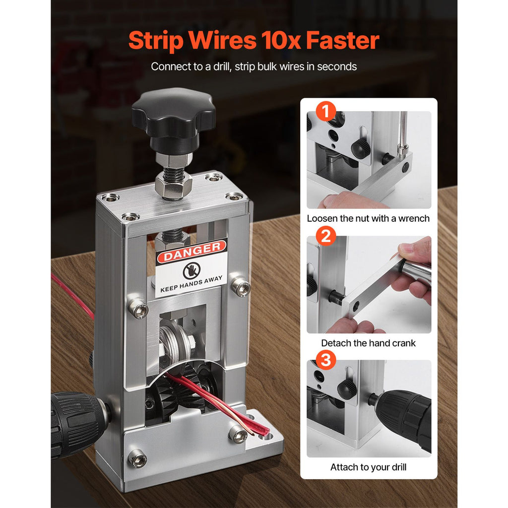 Portable Wire Stripping Machine with Hand-Crank and Drill Modes