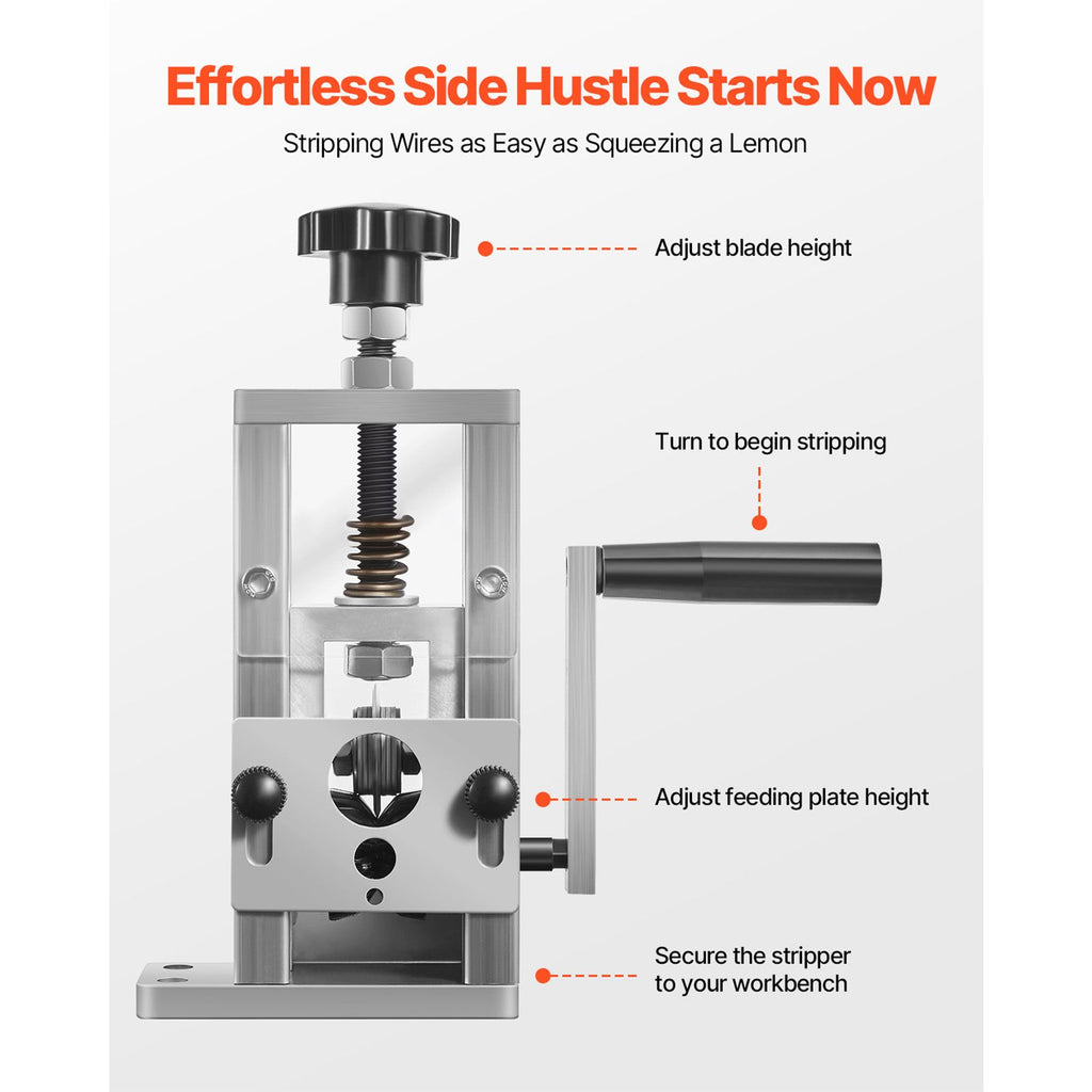Portable Wire Stripping Machine with Hand-Crank and Drill Modes