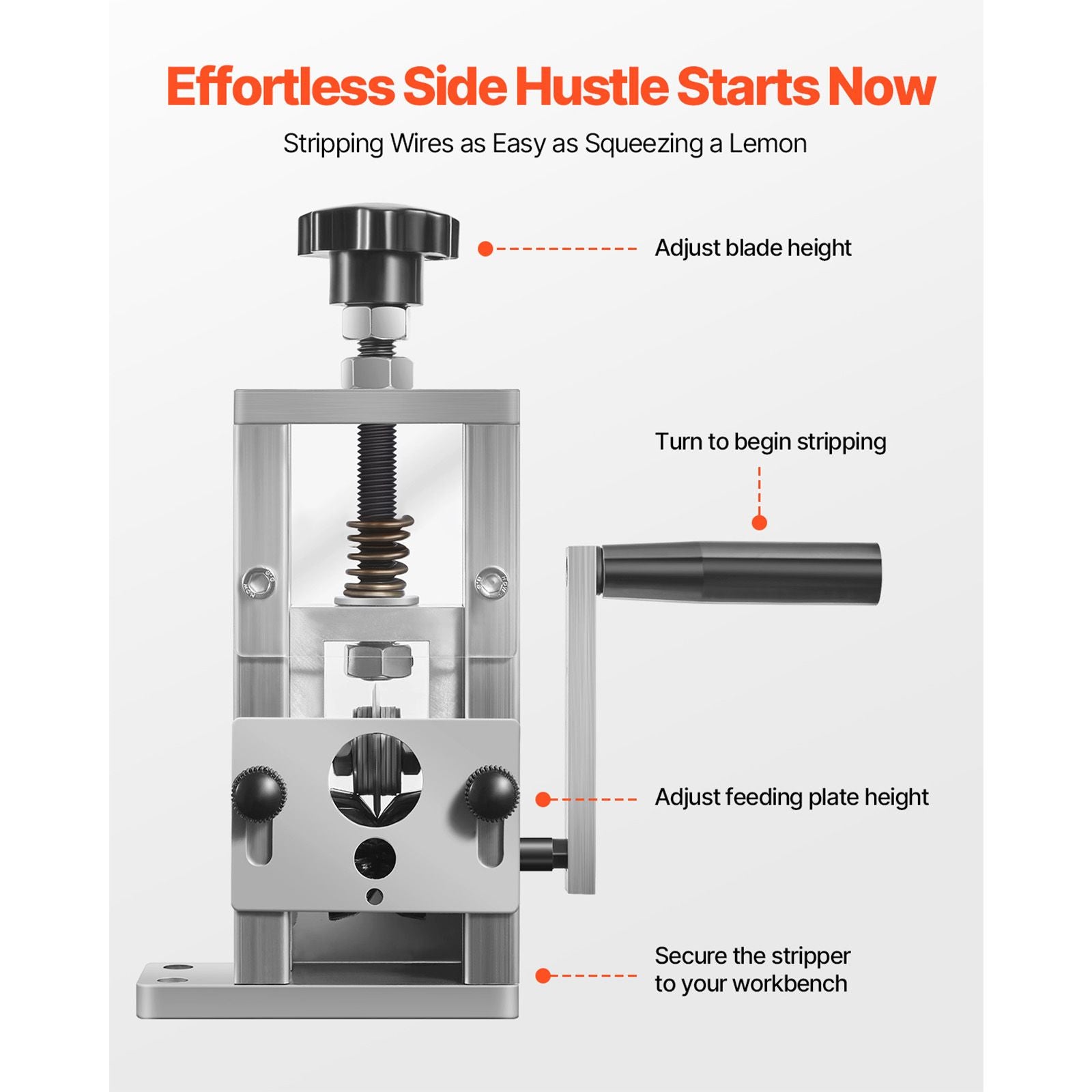 Portable Wire Stripping Machine with Hand-Crank and Drill Modes