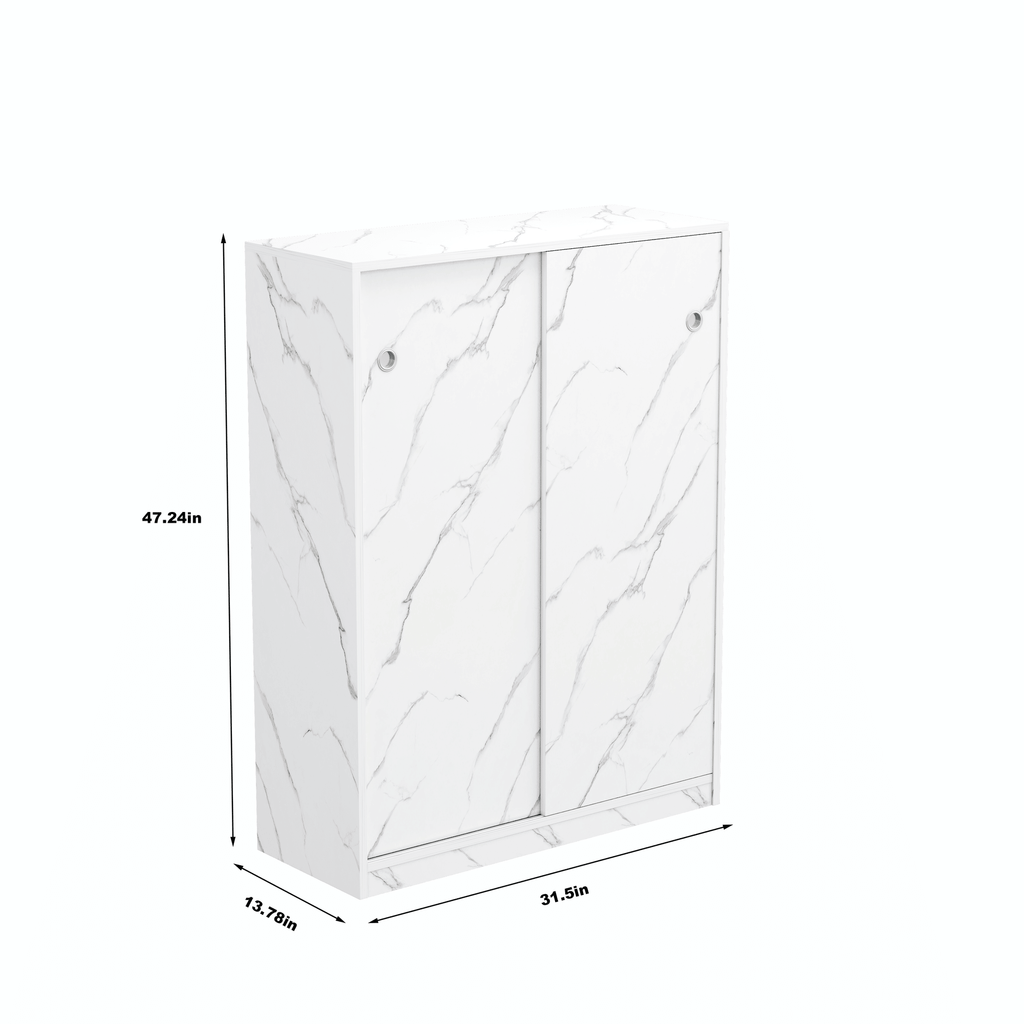 Marble white shoe cabient with sliding door have 6 layers can storage at least30 pairs shoes
