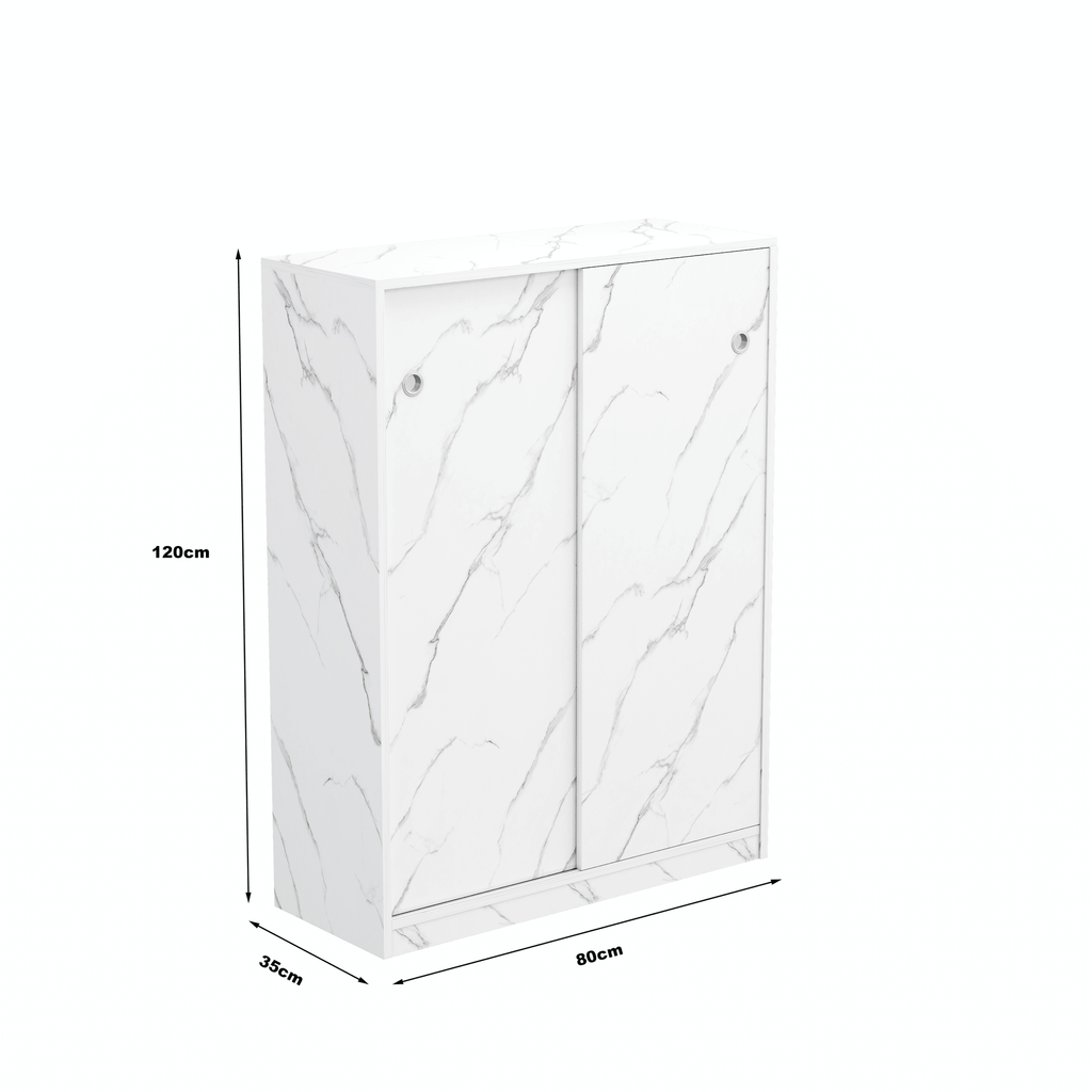 Marble white shoe cabient with sliding door have 6 layers can storage at least30 pairs shoes