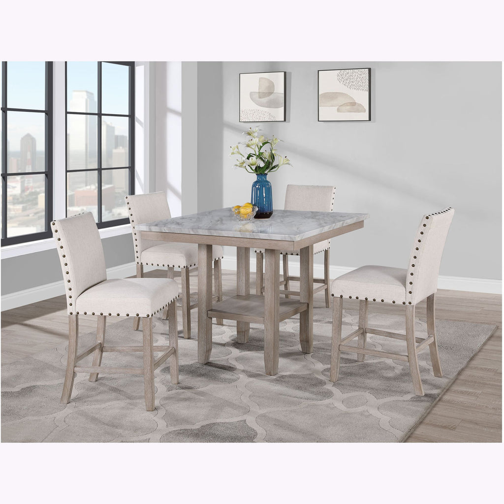 Marian White Bar Stools with Nailhead Trim