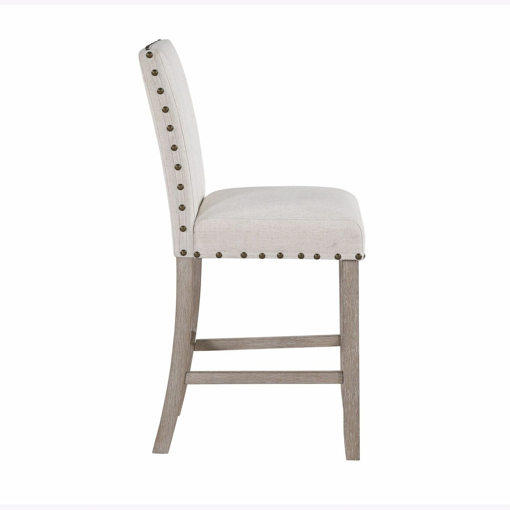 Marian White Bar Stools with Nailhead Trim