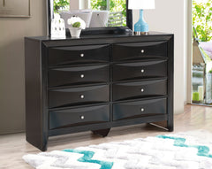 Modern Black Dresser with Beveled Drawer Fronts and Wood Veneers