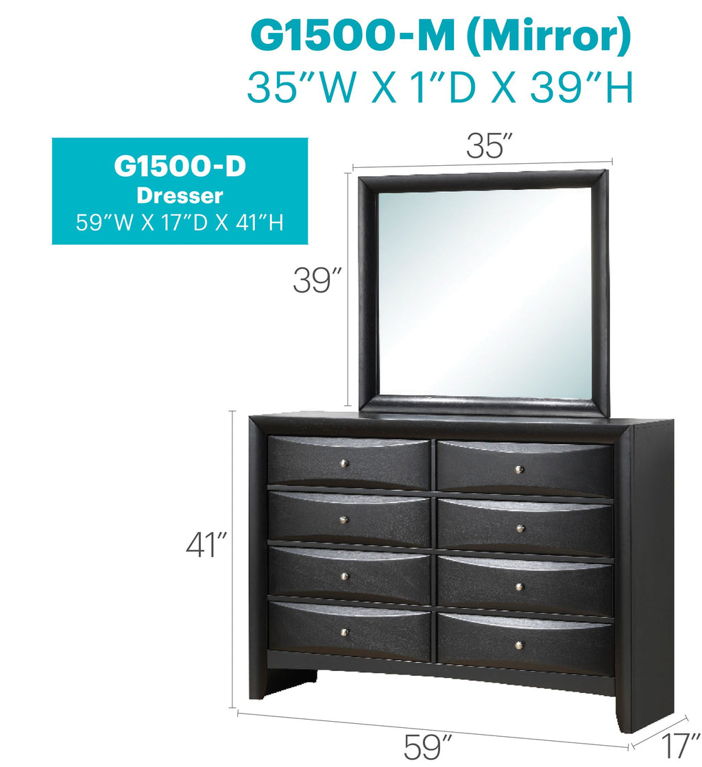 Marilla Black Dresser with Beveled Drawer Fronts