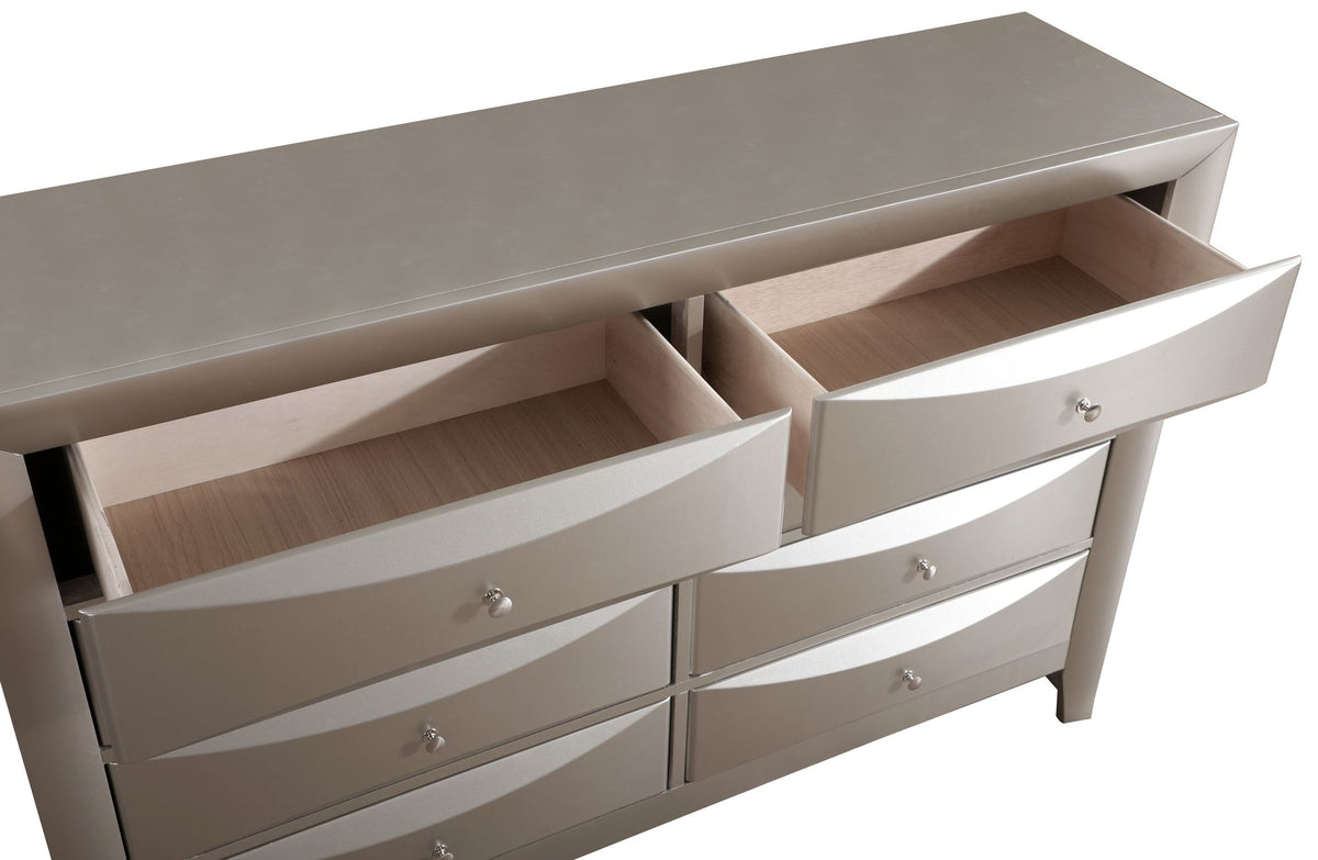 Marilla Silver Champagne Modern Bedroom Dresser
