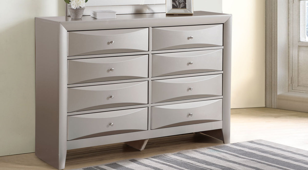 Marilla Silver Champagne Modern Bedroom Dresser
