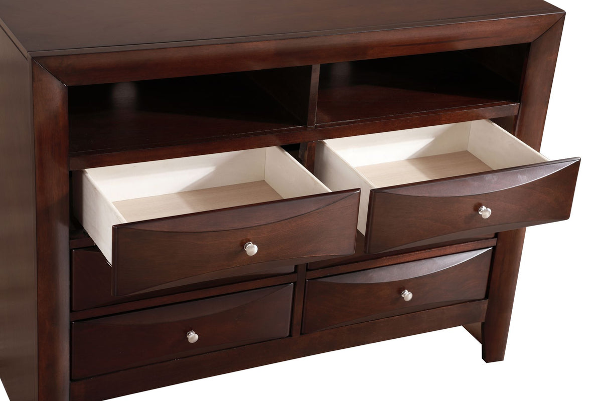 Cappuccino Media Chest with Beveled Drawer Fronts