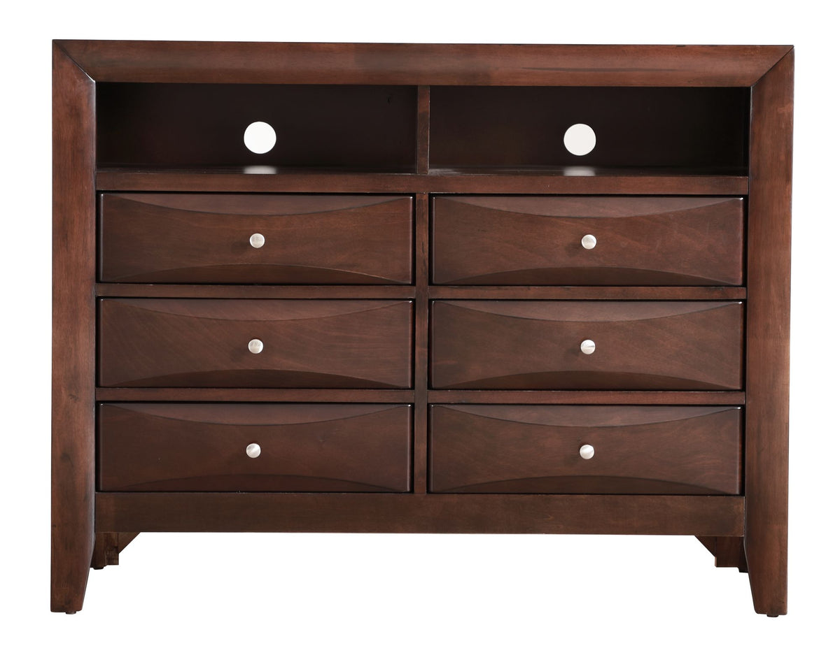 Cappuccino Media Chest with Beveled Drawer Fronts