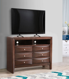 Cappuccino Media Chest with Beveled Drawer Fronts
