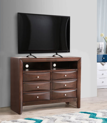 Cappuccino Media Chest with Beveled Drawer Fronts
