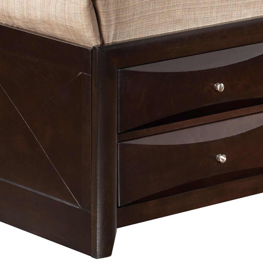 Marilla Cappuccino Full Storage Bed with Integrated Drawers