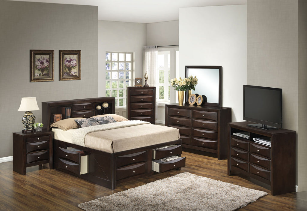 Marilla Cappuccino Full Storage Bed with Integrated Drawers